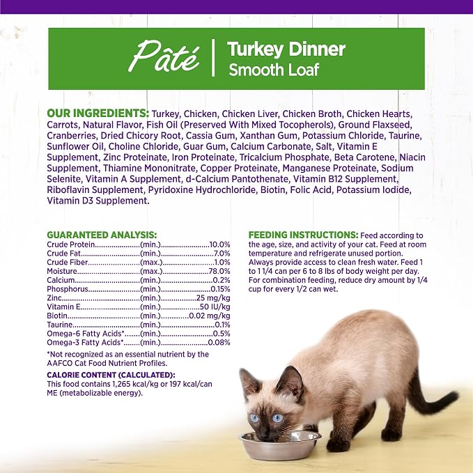 Wellness Complete Health Pate Adult Canned Wet Cat Food, Natural, Protein Rich, Grain Free, Turkey Dinner Recipe, 5.5 oz, Pack of 24 Cans