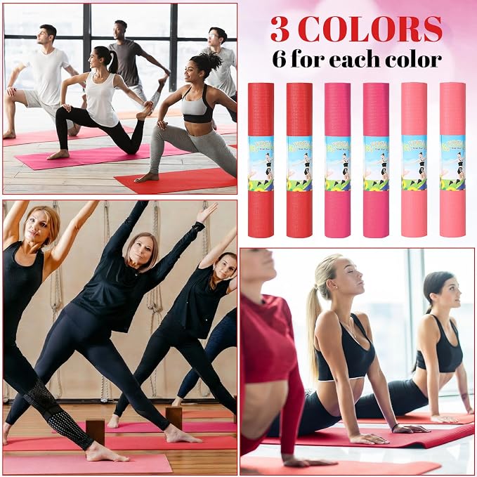 Amylove 12 Pieces Yoga Mats Bulk 68x24x0.12 Inch Exercise Non Slip Fitness Workout Mats for Women Men Home Workout Gym Yoga
