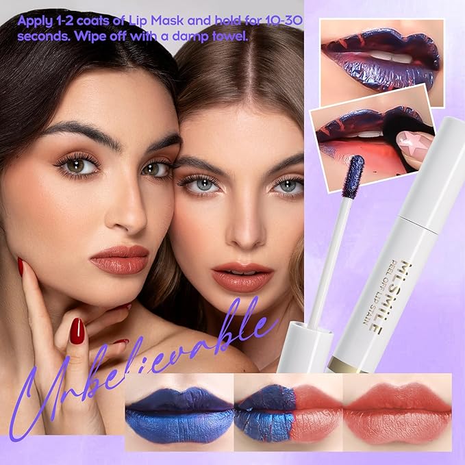 2PCS Lip Stain Peel Off， High Pigment Matte Lip Color,All-Day Vibrant Kiss-Proof Lip Stain, Long Lasting Waterproof Lip Tint for Women