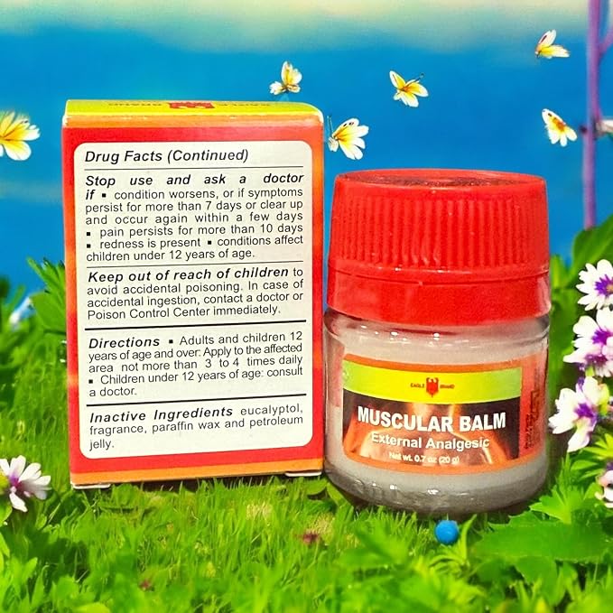 Case Set - Dozen Muscular Balm Eagle Essentail Oil - 12 Hu Dau Xoa Bop Balm Muscular Hieu Con O - 20g per Jar with 12 Jars per Order