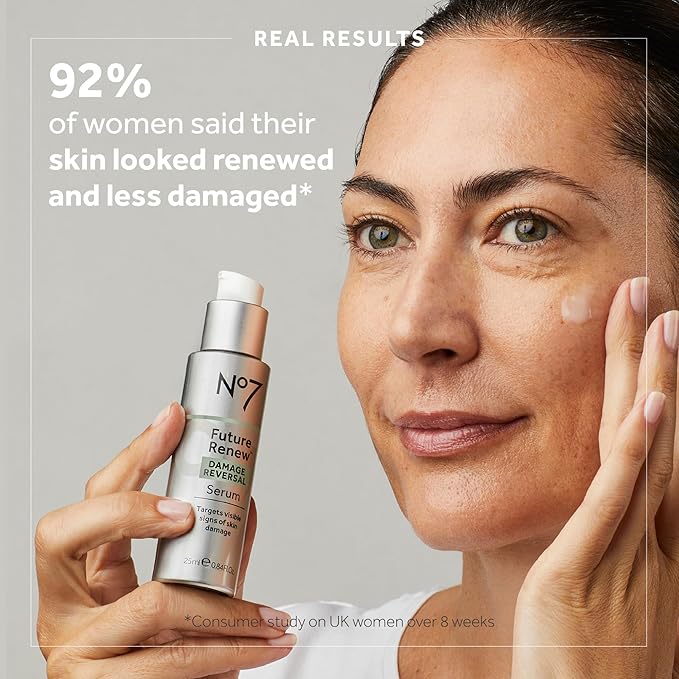 No7 Future Renew Damage Reversal Face Serum - Anti-Aging Serum for Glowing Skin - Hyaluronic Acid + Niacinamide for Sun Damage Reversal - Dermatologist-Approved, Sensitive Skin Suitable (0.33 Fl Oz)