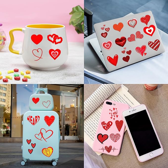 96PCS Red Heart Pre Cut Temporary Tattoos Themed Birthday Party Decorations Supplies Favors Decor Valentine Love Tattoo Stickers Gifts For Game Boys Girls Classroom School Prizes Couple Anniversary