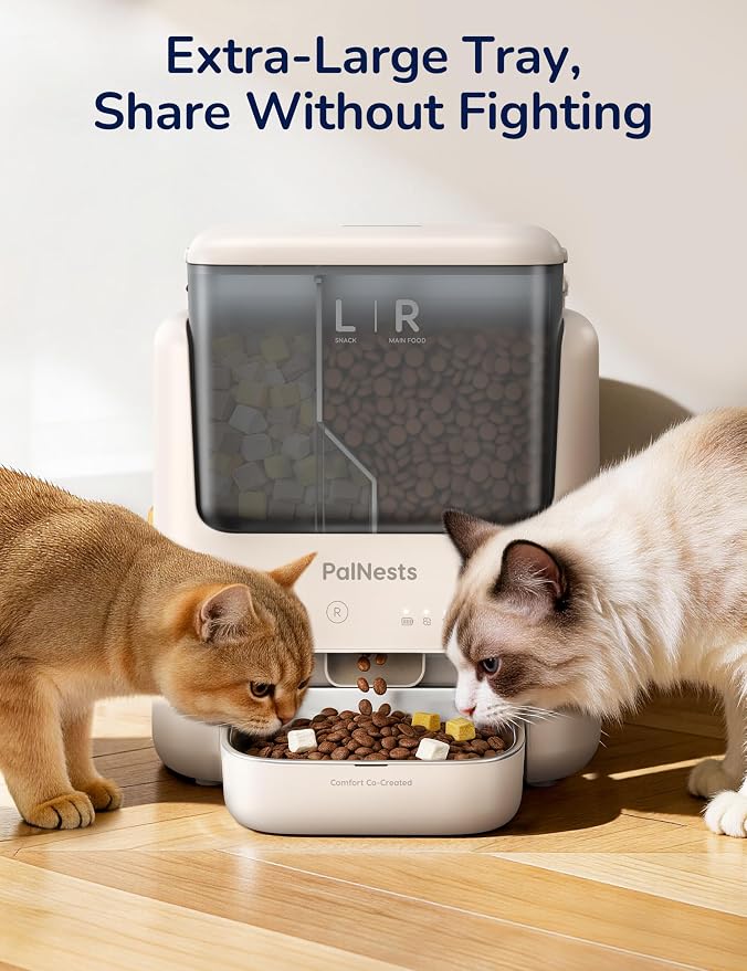 Automatic Cat Feeder 5L Dual Chamber, Timed 10 Meals WiFi | Pet Food Dispense Timed Feeding, 10 Meal Plans per Day, Smart Dry Food Dispenser with 2.4GHz/5GHz Wi-Fi Sardine Color