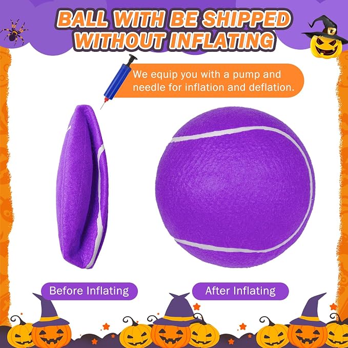 SCENEREAL Giant Tennis Ball for Dogs 2 Pack,Upgraded Thicken 9.5" Large Tennis Balls for Dogs,Halloween Dog Toys Birthday Gift, Inflatable Interactive Ball for Large Medium Big Dog,Durable Toy