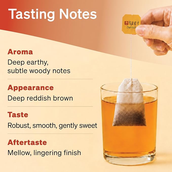 Damtuh Korean Pu-erh Tea – Aged & Smooth Dark Tea, Full-Bodied Earthy Flavor – 50 Tea Bags (Pack of 2)