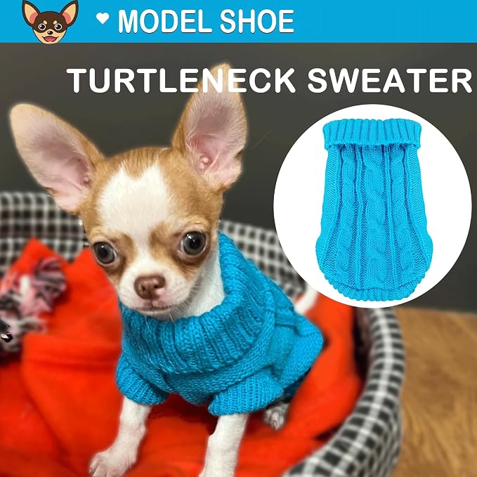 2 Pack Dog Sweaters for Small Dogs, Chihuahua Yorkie Sweater, Dog Clothes for Small Dogs, Winter Warm Pullover Clothing, Pet Cat Cold Weather Puppy Clothes Outfits M