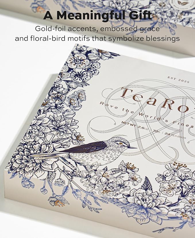 TeaRove Premium Tea Sampler Gift Set with Gold-Foil Presentation Box, 24 Assorted Variety Pyramid Infuser Bags, 6 Flavors Handcrafted Black, Oolong, Jasmine Green, Herbal Tea Sampler Gift for Tea Lover