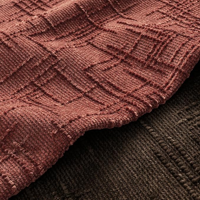 MIULEE Chenille Textured Fall Throw Pillow Covers Rust 20x20 Set of 2 | Slubby Decorative Pillows, Boho Farmhouse Rustic Home Decor, Modern Neutral Cushion Covers for Couch Sofa Bed Living Room