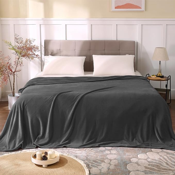 BEDELITE Fleece Blanket Soft Plush Queen Bed Blanket Charcoal Grey 90"x90" | Ultra Soft Fleece, Plush Microfiber, Lightweight Warmth, All Season Comfort, Fade Resistant, Machine Washable,Perfect for Bed