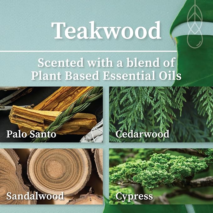 Hemlock Park Teakwood Apothecary Scented Candle | Crackling Wood Wick, Botanical Fragrance & Coconut Apricot Wax | Up to 80 Hour Burn Time | 16 oz | Made in USA