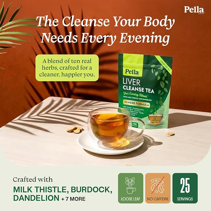 Liver Cleanse Tea – 10-Herb Formula with Milk Thistle Dandelion Burdock Turmeric Ginger Nettle Leaves Peppermint Lemongrass Licorice & Fennel – Vegan Kosher Caffeine-Free Loose Leaf Tea – 25 Servings