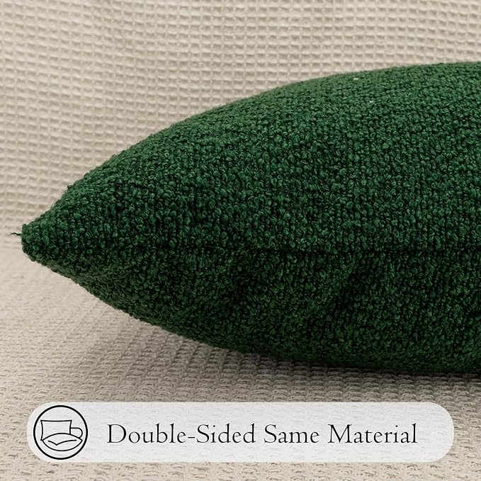 JoraLion 20x54 inch Neutral Boucle Body Pillow Cover, Forest Green Long Pillow Cover Cozy Soft Cushion Case for Couch Sofa Bed Living Room Home Decor, Pack of 1 (Cover Only)
