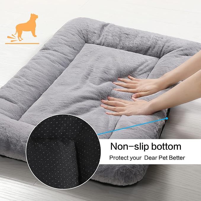 Dog Crate Pad Washable Dog Bed for Crate Large Cozy Mat 42-Inch Gray | Ultra Soft Kennel Pad,Anti-Slip Bottom,Fits for Most Metal Crates,Comfortable Sleeping Pet Mat