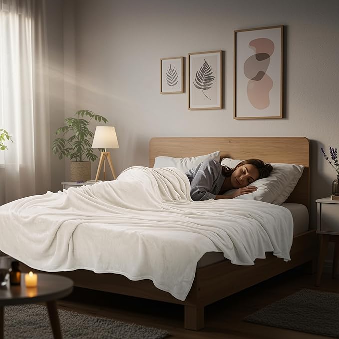 Utopia Bedding Ultra Soft Fleece Bed Blanket King Size Ivory (90x102 Inch) | Microfiber Plush Warm Lightweight Breathable Cozy Blanket Anti-Static, All Season Use, Gift for Women and Men