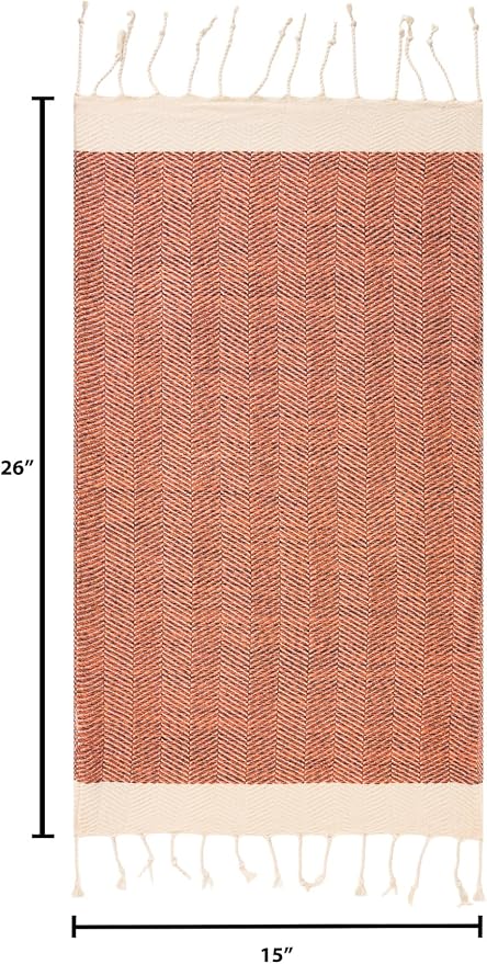 BAY LAUREL Turkish Hand Towel – Pack of 2 | Soft & Absorbent Decorative Towels for Bathroom, Hand, Face, Hair, Gym, Yoga, SPA, Kitchen & Tea | Boho Decor (Orange, Herringbone 15x26 Inches (Set of 2)