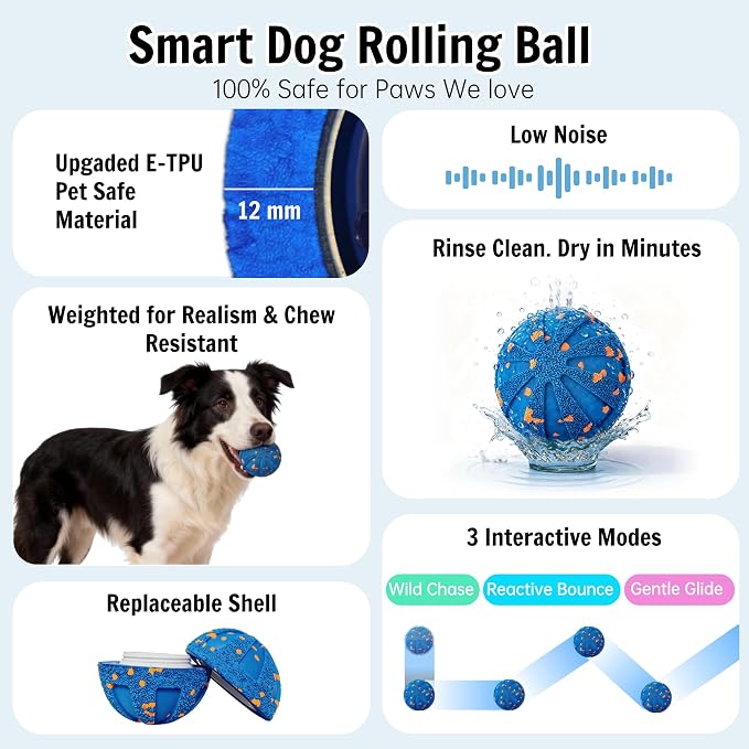 Self-Moving Rolling Dog Ball, Interactive Toy, Rechargeable