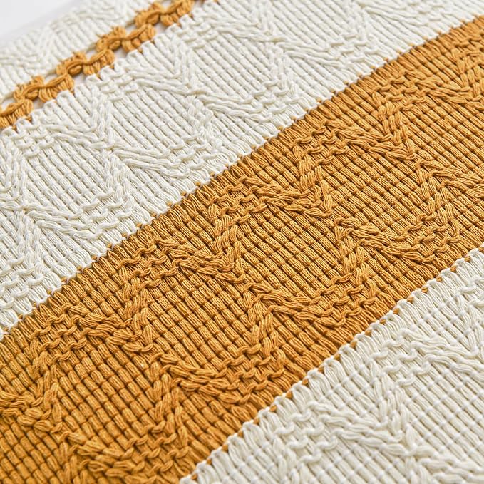 Fancy Homi Set of 2 Mustard Yellow Fall Decorative Throw Pillow Cover 20x20 Inch for Couch Bed Sofa, Autumn Halloween Thanksgiving Home Decor, Soft Cotton Aesthetic Cushion Case