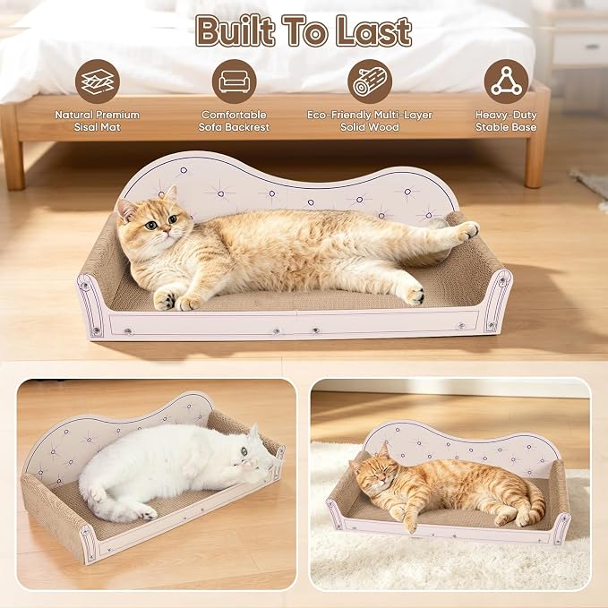 NATUYA 26'' Large Cat Scratcher Couch for Indoor Cats | Cat Scratcher, Sisal Material, Large Size, Cat Bed