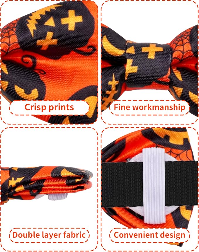 PET SHOW 5 Pack Halloween Dog Bowties for Small Dogs Slide on Collar