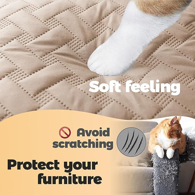 gogobunny 100% Double Sided Waterproof Dog Blanket Soft Bed Pet Cover Reversible Protect Furniture Couch Sofa Car for Puppy Cat Kids (Dark Beige/Light Beige, 82x82 Inch (Pack of 1))