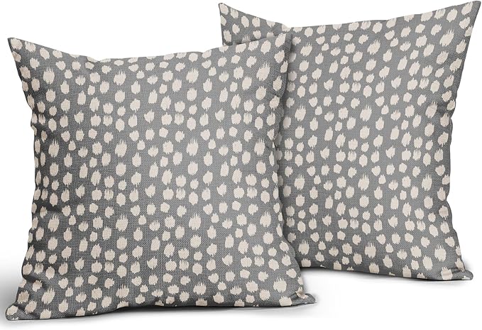 Sweetshow Grey Gray Cream Dots Pillow Covers 20x20 Set of 2 Boho Design Polka Dot Throw Pillows Modern Trendy Print Outdoor Decorative Pillowcase Square Linen Cushion Cases Decor for Sofa Couch Bed