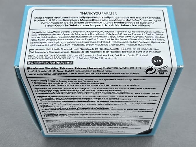 THANKYOU FARMER Grape Aqua Hyaluron Biome Jelly Eye Patch - 60 Patches