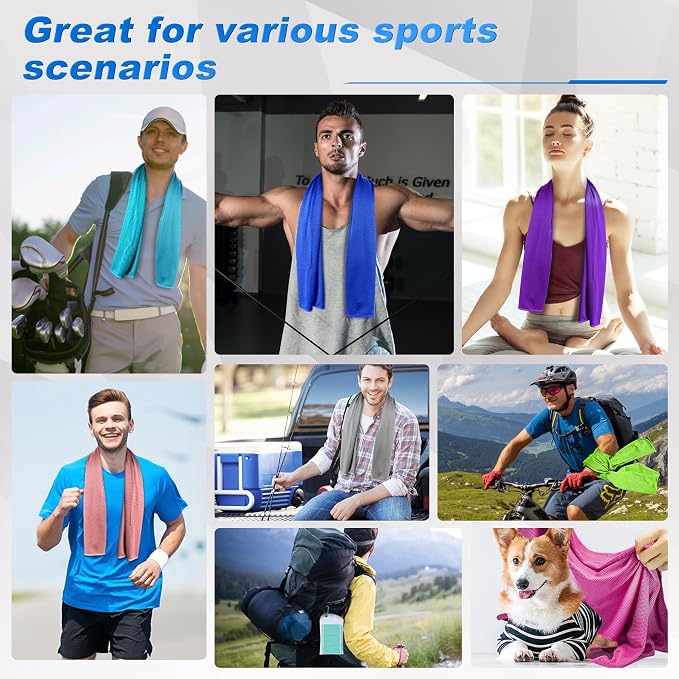 Amgico 4 Pack Cooling Towel for Neck and face(40"x12"), Cooling Neck Wraps, Quick Dry Towels, Ice Towel for Gym, Yoga, Running, Workout