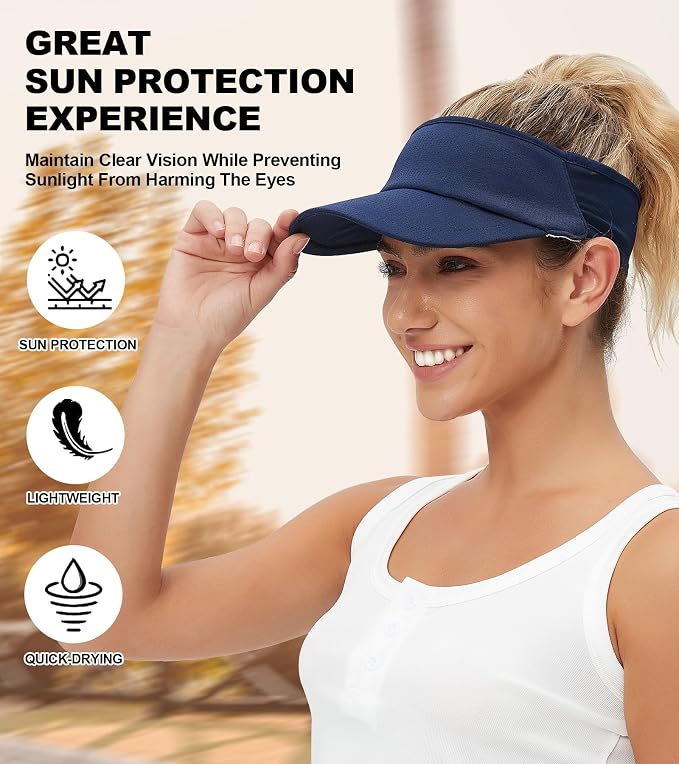 Sun Visor Hats Lightweight Stretchy for Running Tennis Golf | Portable,Mesh breathable,Quick-dry,Cooling Visor Hat,Stretch Fit,For Outdoor Sport Pickleball,Beach Volleyball