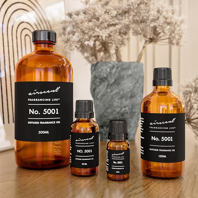 AirScent Bac. Rouge Inspired Diffuser Oil - Perfume Dupe - 500 mL | Premium Fragrance Oil No. 5001 for Ultrasonic and Waterless Diffusers and Crafting - 16.9 fl oz Glass Bottle