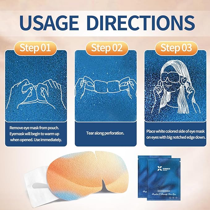 Shinex & Grace Heated Eye Masks for Dry Eyes, Warm Eye Compresses for Dry Eyes, Steam Eye Masks Disposable, Hot Overnight Sleeping Travel Self Clear Severe Redness Rest Relief Care Patch Pad Product