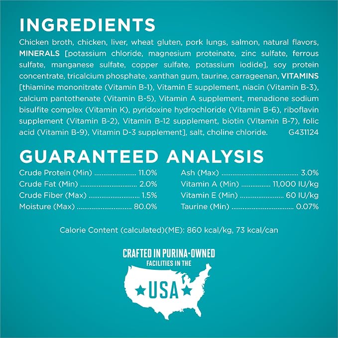 Purina ONE High Protein Wet Cat Food, Chicken, (24) 3 oz Cans | High protein, moisture rich, chicken in gravy recipes made with no artificial colors, flavors or preservatives for adult cats