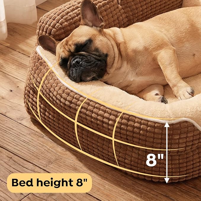 Veehoo Square Dog Bed Medium Size Dog, Orthopedic Dog Bed Couch Sofa, 28" | Washable & Medium Dog Bed for Indoor, Egg-Crate Memory Foam Dog Bed with Sides, Removable Cover, High Back Non-Slip Bottom