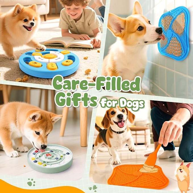 KIPRITII Dog Enrichment Toys with Lick Mat, Puzzle Toy & Slow Feeder