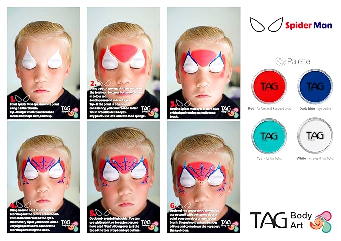 TAG Professional Face and Body Paint, Regular Red 32gm, non toxic, hypoallergenic, easy to wash off, ideal for Kids Parties, Halloween, Cosplay and Events