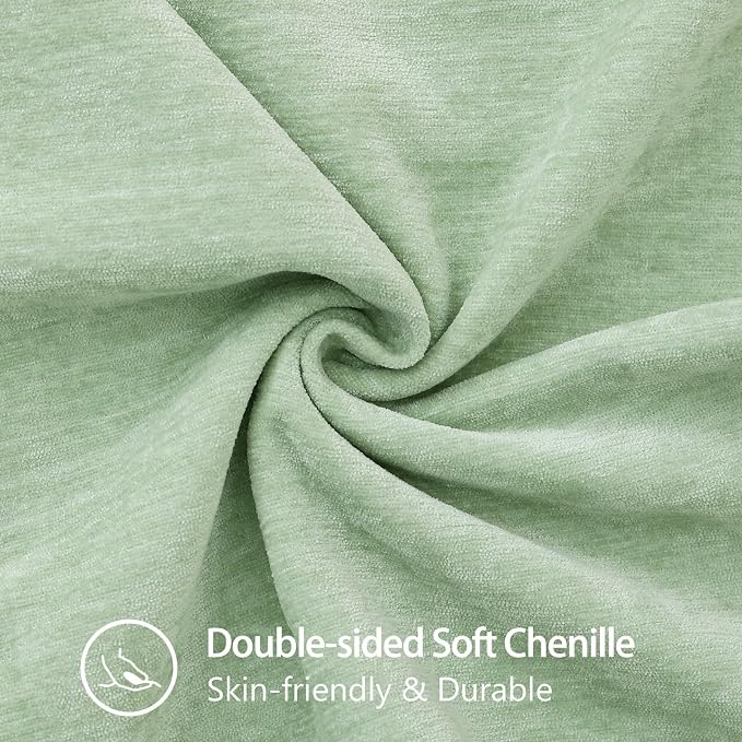 decorUhome Soft Chenille Throw Pillow Covers 12x20 Set of 2 Sage Green | Fall Textured Decorative Throw Pillow Cases Stitched Edge Modern Farmhouse Luxury Boho Velvet for Couch Sofa Bed Home Decor
