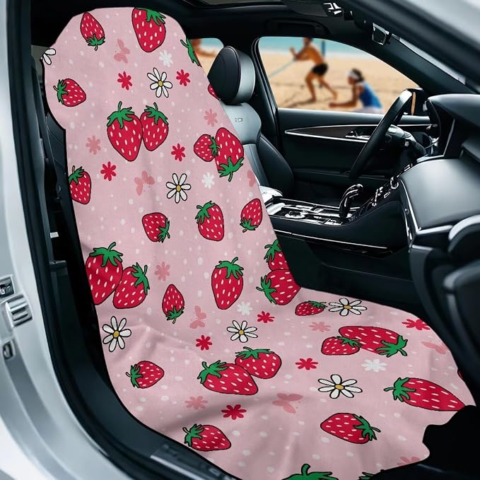 INSTANTARTS Strawberry Car Seat Towel Covers Yoga Towel Car Seat Cover Quick-Dry Towel