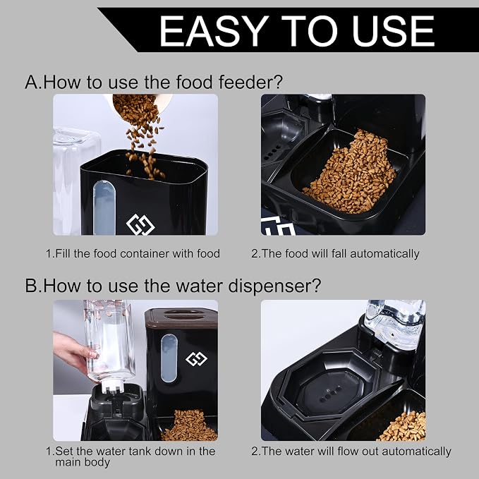 Gravity Cat Feeder & Automatic Water Dispenser – 3-in-1 Cat Feeding Station with Absorbent Feeding Mat, Spill-Proof Automatic Cat Feeder for Indoor Cats, Small Dogs & Multi-Pet Homes