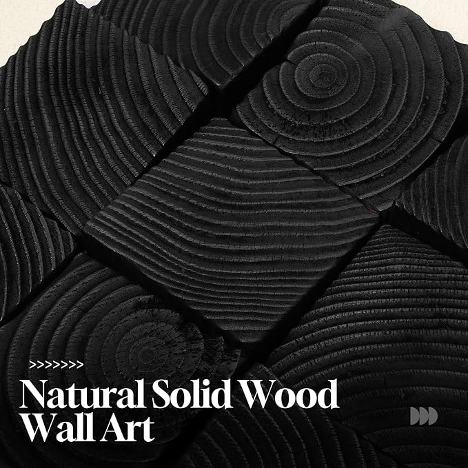 Cuspin Large 3D Wood Textured Wall Art, Black and White Modern Artwork for Walls, Abstract Minimalist Geometric Wooden Wall Decor for Living Room Bedroom Dining Room Hallway Office