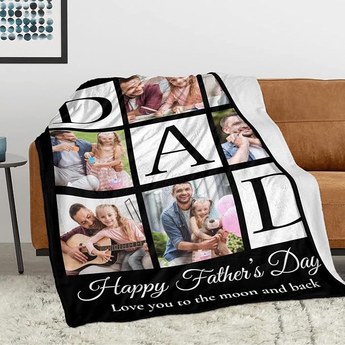 Personalized Fathers Day Birthday Gifts for Husband Dad, Custom Blanket | Dad Christmas Unique Gifts from Daughter Son Wife, Fathers Day Blanket Gifts, Personalized Gifts for Men, Husband, Grandpa
