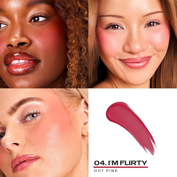 Sacheu Cheek STAY-N Liquid Blush for Cheeks — High Pigment, Buildable, Lightweight Cream Blush for Dewy & Radiant Flushed Cheeks — Long-lasting & Cruelty Free, I'm Flirty