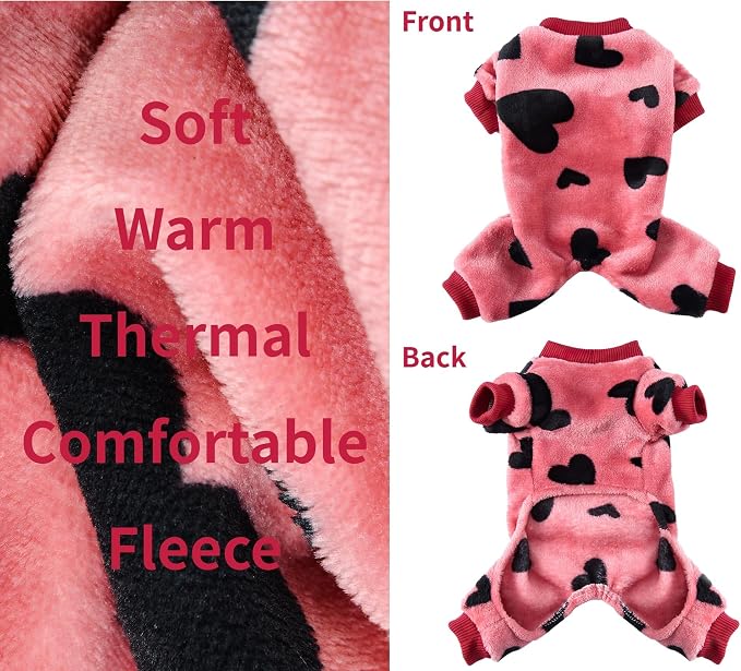 Yikeyo Dog Sweater, Dog Sweaters Pajamas for Small Dogs, Winter Pet Onesies Pjs,Puppy 4 Legged Sweater Clothes for Chihuahua Yorkie Teacup Jumpsuit,Cute Pet Outfits Apparel,Love,M,Chest 18.5 in