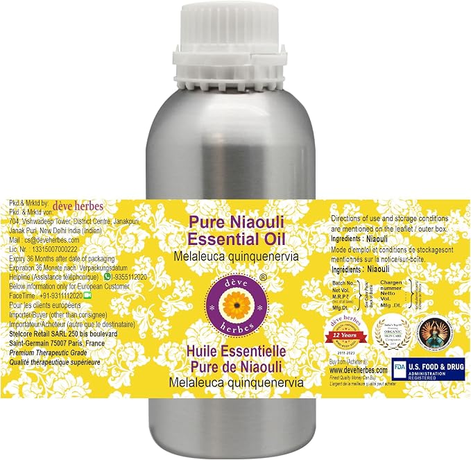 Deve Herbes Pure Niaouli Essential Oil (Melaleuca quinquenervia) Steam Distilled 630ml (21 oz)