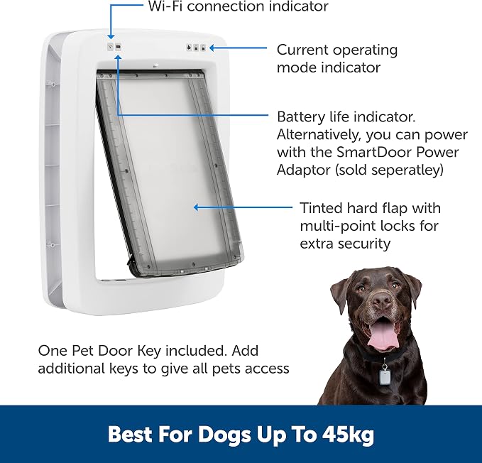 PetSafe SmartDoor Connected Pet Door, App Controlled, Large | Selective Entry/Exit, Custom Schedules, Remote Lock & Phone Notifications via My PetSafe App, Multi-Pet Friendly