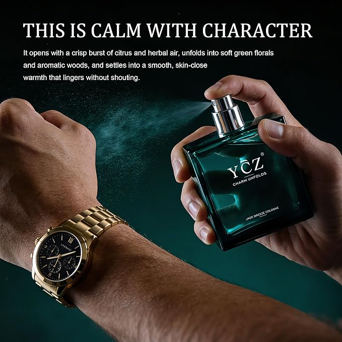 YCZ JADE BREEZE Cologne for Men – Aromatic Citrus Fragrance with Lemon, Verbena & Fresh Tea Notes, Amber & Musk Base, Long-Lasting Eau de Parfum Showcasing Unique Taste for Daily Wear, Office & Casual
