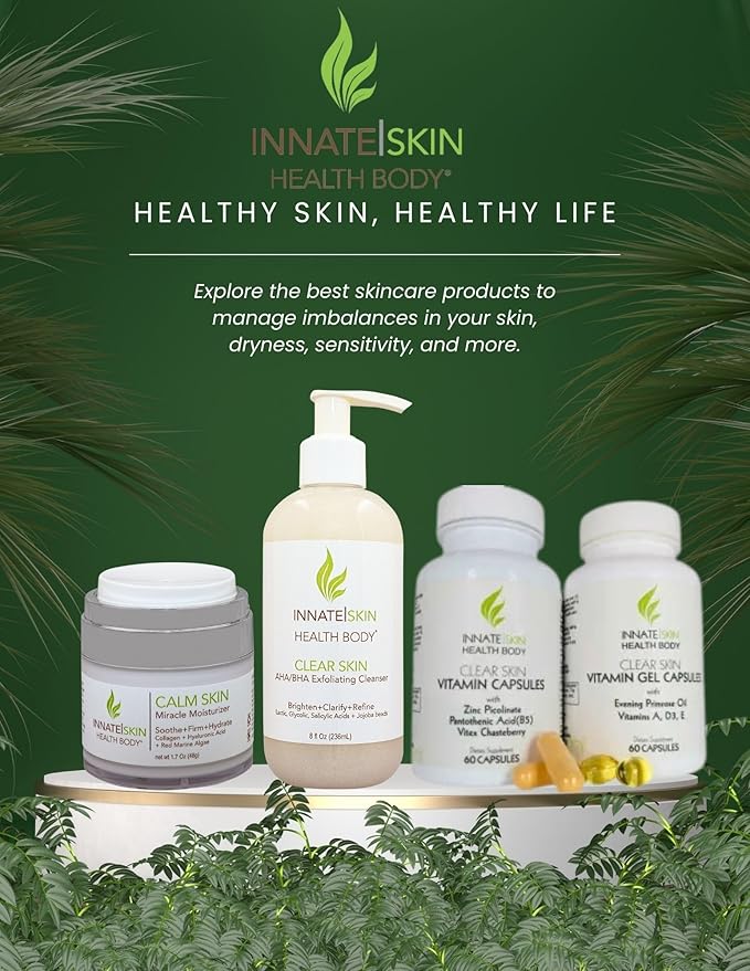 Clear Skin AHA BHA Exfoliating Cleanser Glycolic & Salicylic Acid Cleanser, Jojoba Beads - 8oz Pump