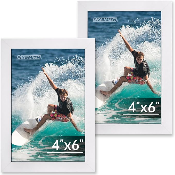 4x6 Picture Frame Set of 2, Photo Frame 4x6 with HD Plexiglass, White Picture Frames Collage for Tabletop or Wall Display