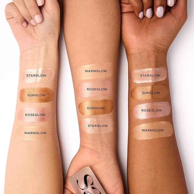 Saie Glowy Super Gel Trio - Mini Starglow, Sunglow & Roseglow (0.5 oz Each) - Hydrating Makeup Primers & Illuminating Serums with Vitamin C + Squalane for Dewy, Radiant Skin
