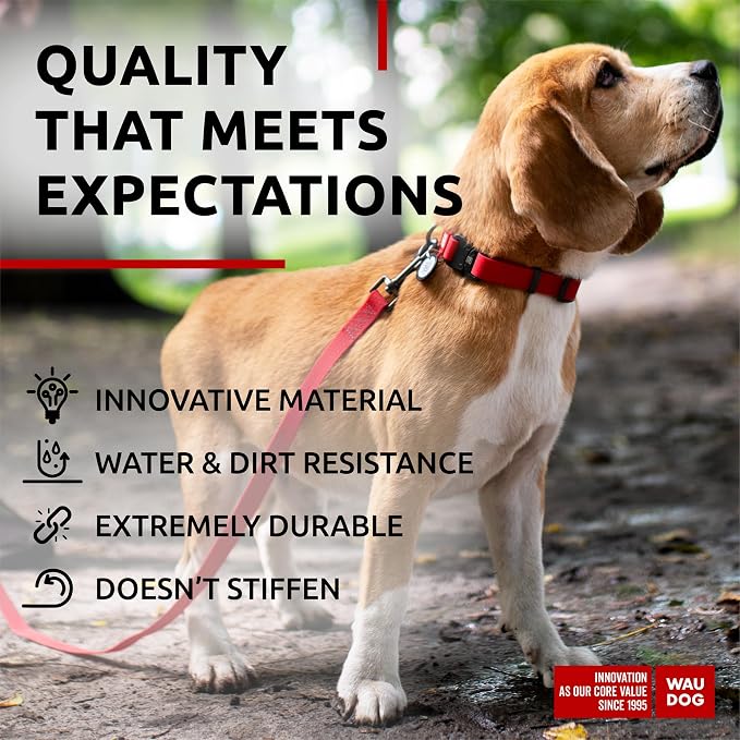 WAUDOG Waterproof Dog Collar Airtag Holder QR Tag Small Medium Large Dogs | Water and Dirt Resistant, Quick Dry QR Pet Tag Adjustable Durable Comfort for Male and Female Dogs Outdoor Walking Training