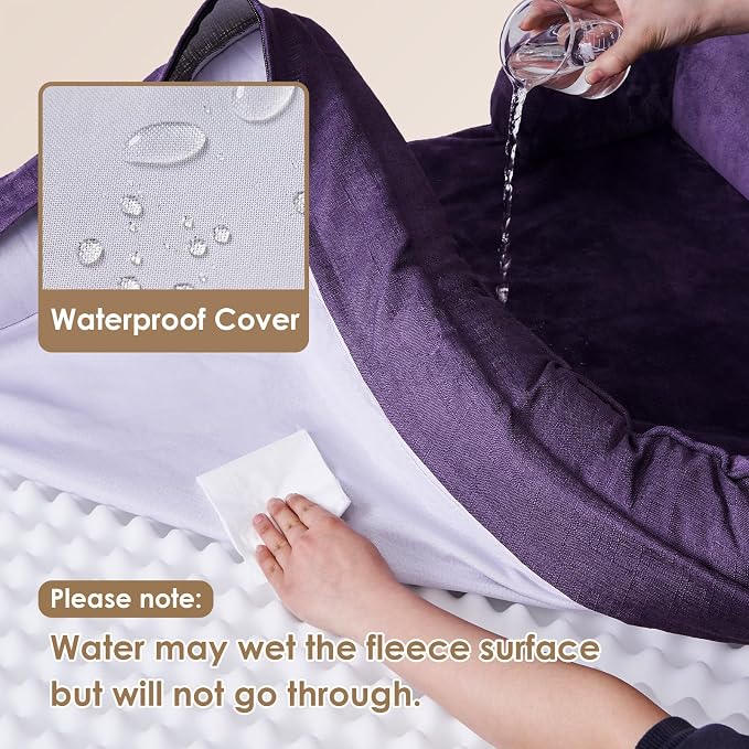 EHEYCIGA Orthopedic XXL Dog Bed, Waterproof Washable XL Big Pet Bed 48" | Non-Slip Bottom and Egg-Crate Memory Foam Extra Large Pet Couch Bed with Washable Removable Cover, Purple