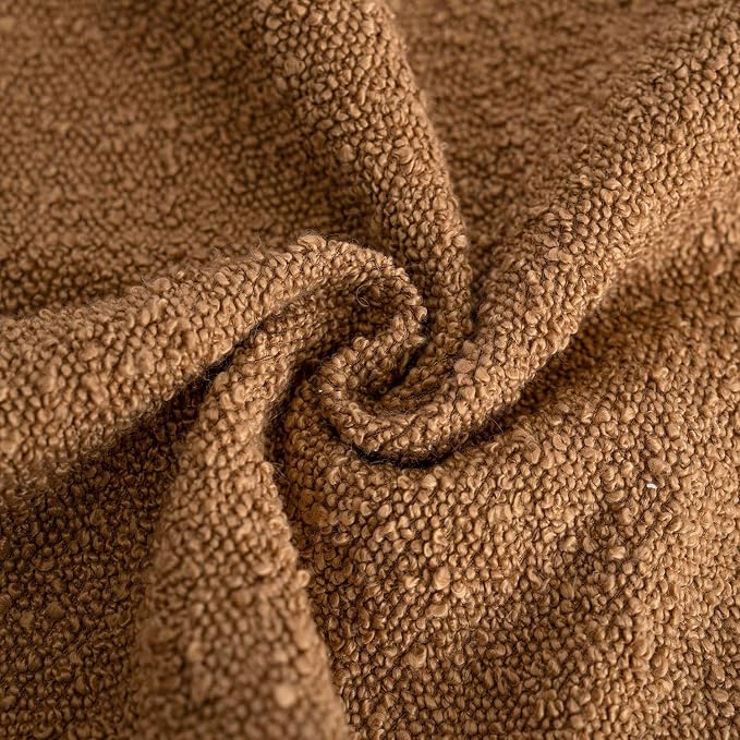 Foindtower Set of 2, Decorative Textured Boucle Throw Pillow Covers Accent Solid Pillow Cases Neutral Soft Couch Cushion Case for Chair Sofa Bedroom Living Room Home Decor 24 x 24 Inch Rust Tobacco